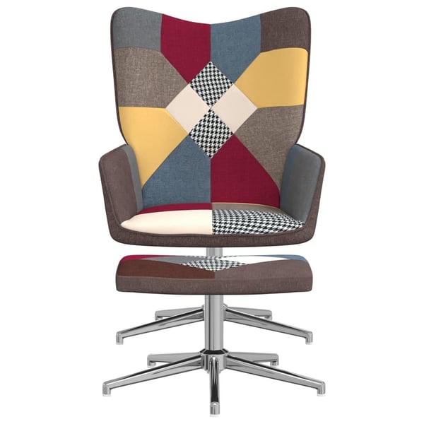 vidaXL lænestol med fodskammel stof patchwork