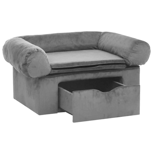 vidaXL Hundesofa med skuff grå 75x50x38 cm plysj