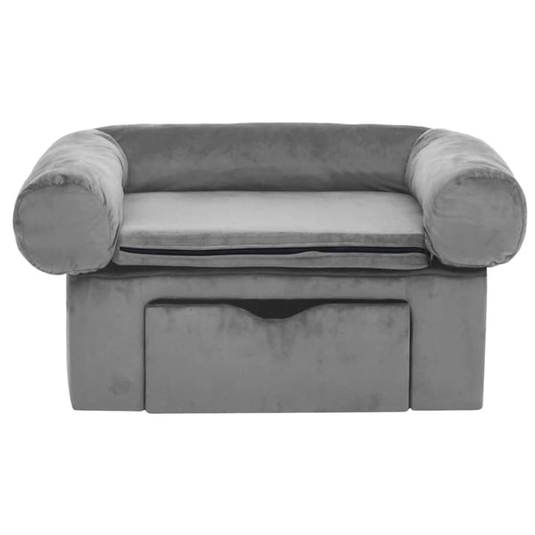 vidaXL Hundesofa med skuff grå 75x50x38 cm plysj