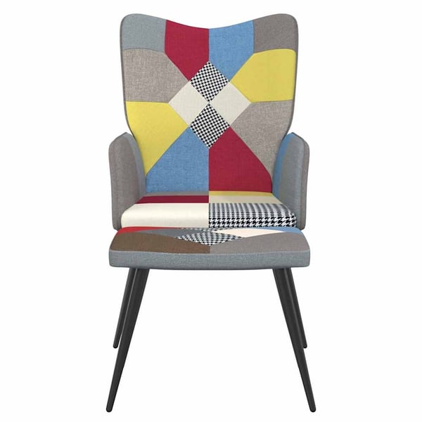 vidaXL lænestol med fodskammel stof patchwork