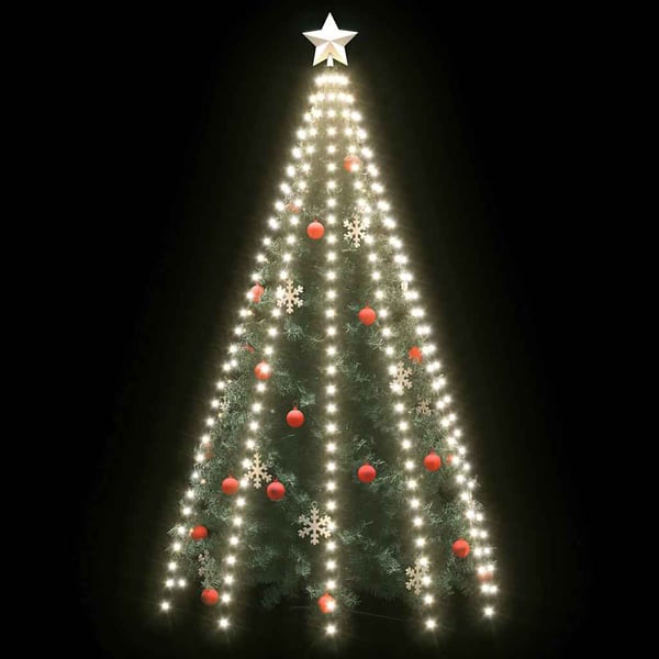 vidaXL Nettlys for juletre med 300 LED kaldhvit 300 cm