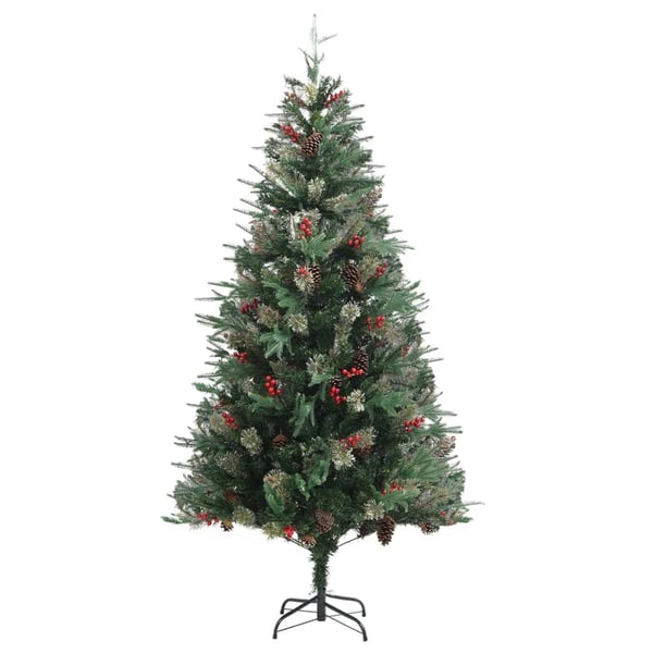 vidaXL Tekojoulukuusi kävyillä vihreä 225 cm PVC ja PE