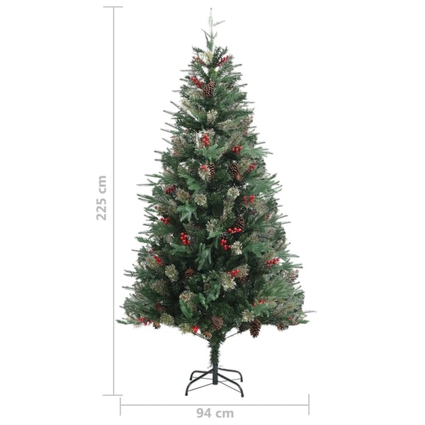vidaXL Tekojoulukuusi kävyillä vihreä 225 cm PVC ja PE
