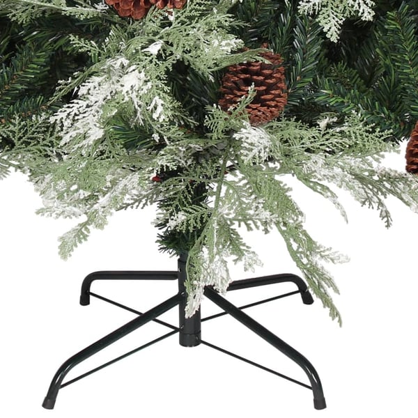 vidaXL Juletre med kongler grønn og hvit 195 cm PVC og PE