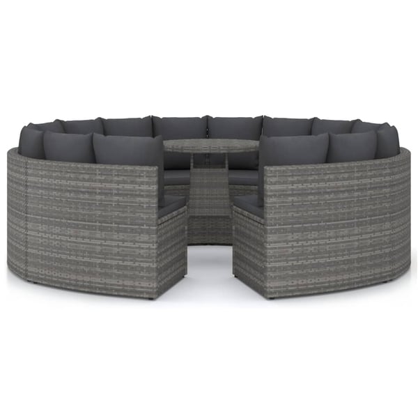 vidaXL sofasæt til haven 9 dele med hynder polyrattan grå