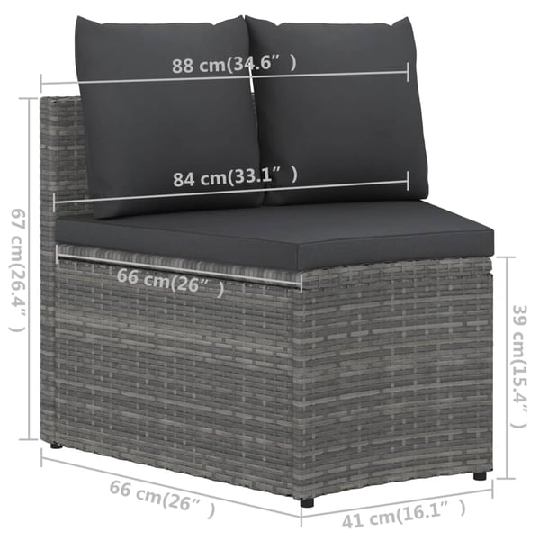 vidaXL sofasæt til haven 9 dele med hynder polyrattan grå