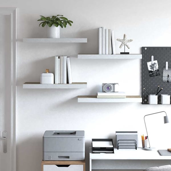 vidaXL Svävande vägghyllor 4 st ek och vit 60x23,5x3,8 cm MDF