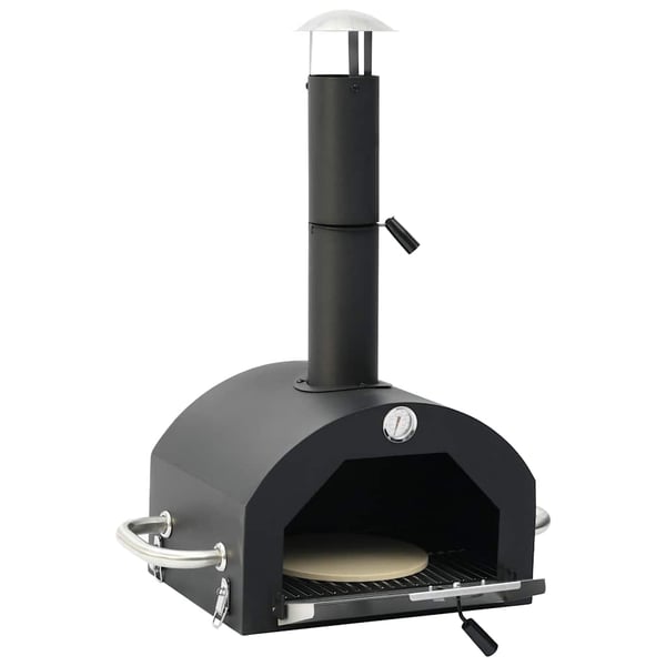 vidaXL 3-i-1 udendørs pizzaovn og grill sort
