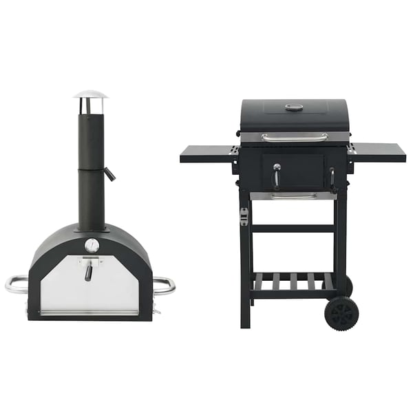 vidaXL 3-i-1 udendørs pizzaovn og grill sort