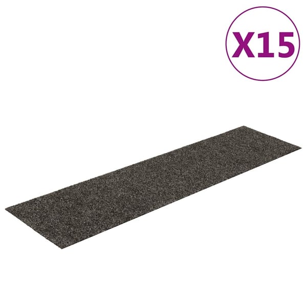 vidaXL Trappematter selvklebende 15 stk 76x20 cm antrasitt rektangulære