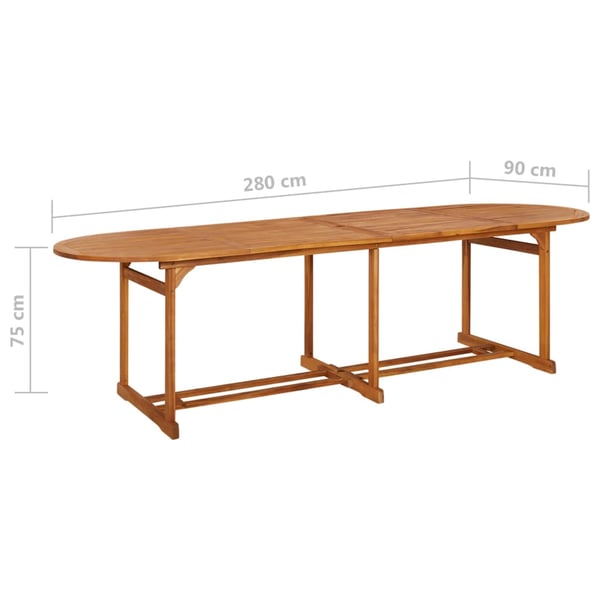 vidaXL havebord 280x90x75 cm massivt akacietræ