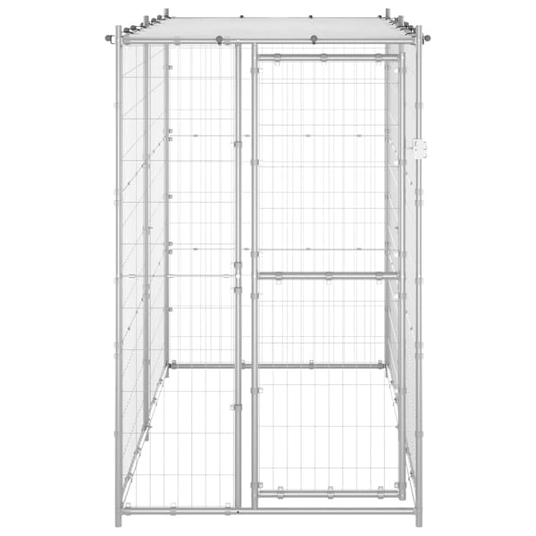 vidaXL Koiran ulkohäkki katolla galvanoitu teräs 110x220x180 cm