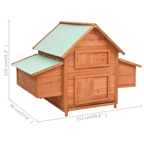 vidaXL Hønsehus 150x96x110 cm heltre gran