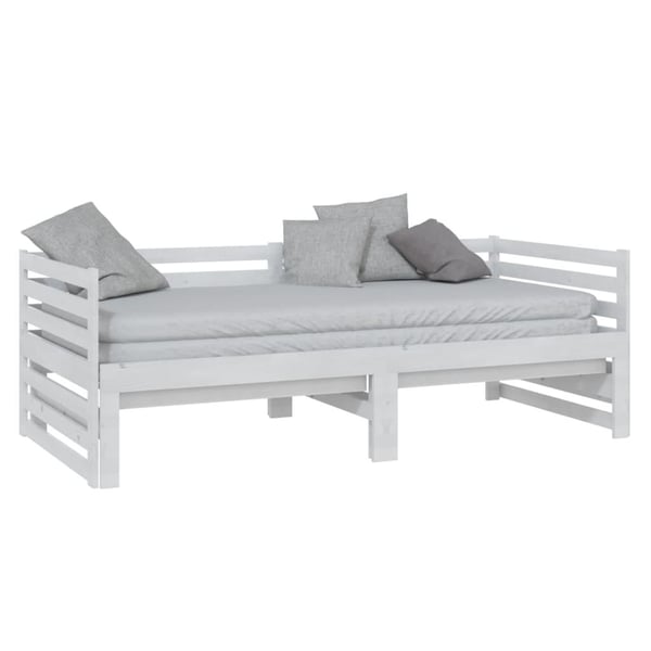 vidaXL Uttrekkbar dagseng hvit heltre furu 2x(90x200) cm