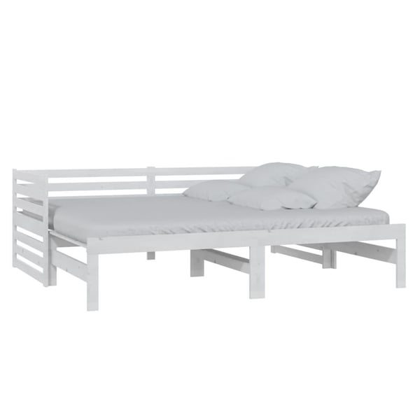 vidaXL Uttrekkbar dagseng hvit heltre furu 2x(90x200) cm