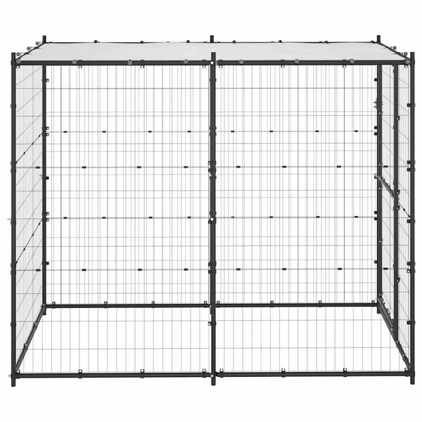 vidaXL Koiran ulkohäkki katolla teräs 110x220x180 cm