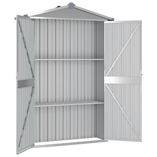 vidaXL haveskur 116x45x175 cm galvaniseret stål grå