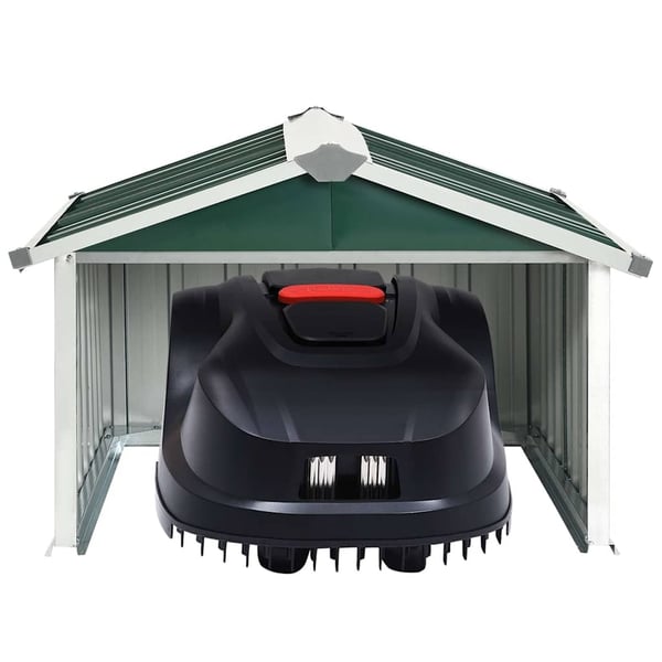 vidaXL garage til robotplæneklipper 92x97x63 cm galvaniseret stål grøn