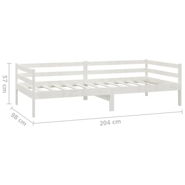 vidaXL Dagseng hvit heltre furu 90x200 cm