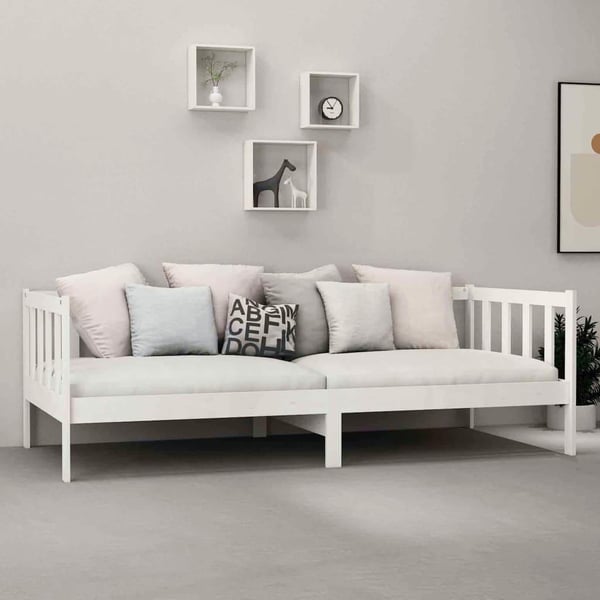 vidaXL Dagseng hvit heltre furu 90x200 cm