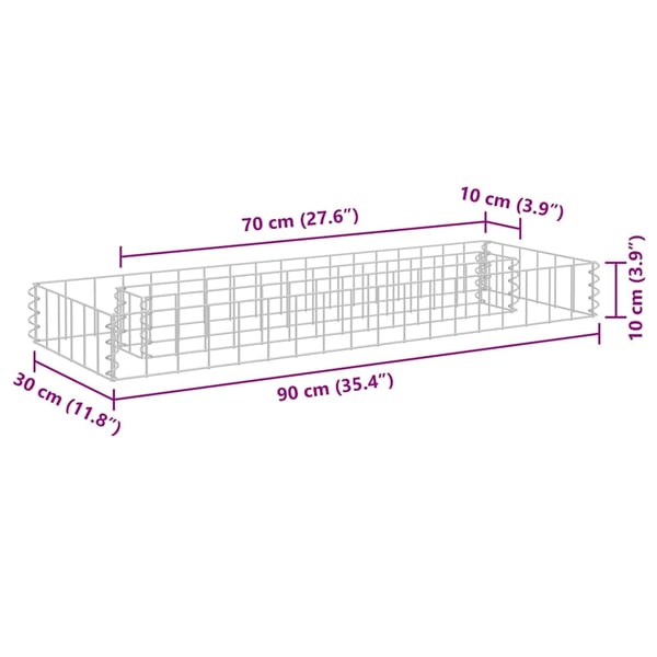 vidaXL Gabion høybed galvanisert stål 90x30x10 cm
