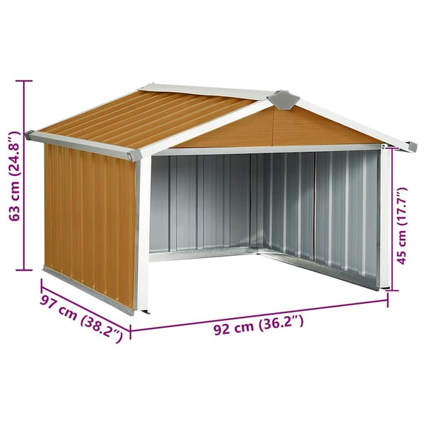 vidaXL garage til robotplæneklipper 92x97x63 cm galvaniseret stål brun