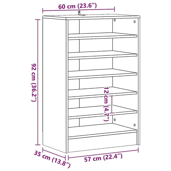 vidaXL skoskab 60x35x92 cm spånplade hvid