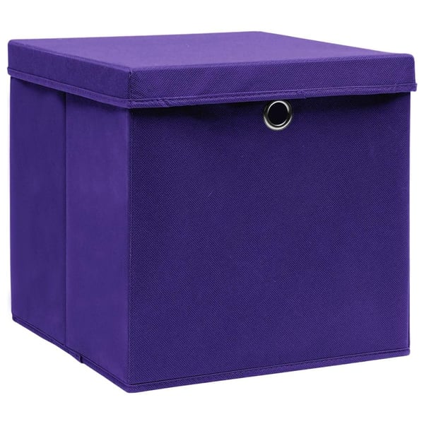 vidaXL opbevaringskasser med låg 4 stk. 28x28x28 cm lilla