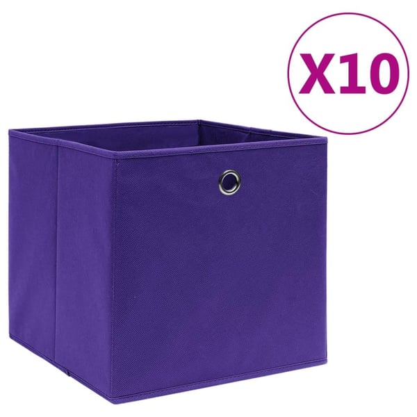 vidaXL opbevaringskasser 10 stk. 28x28x28 cm ikke-vævet stof lilla