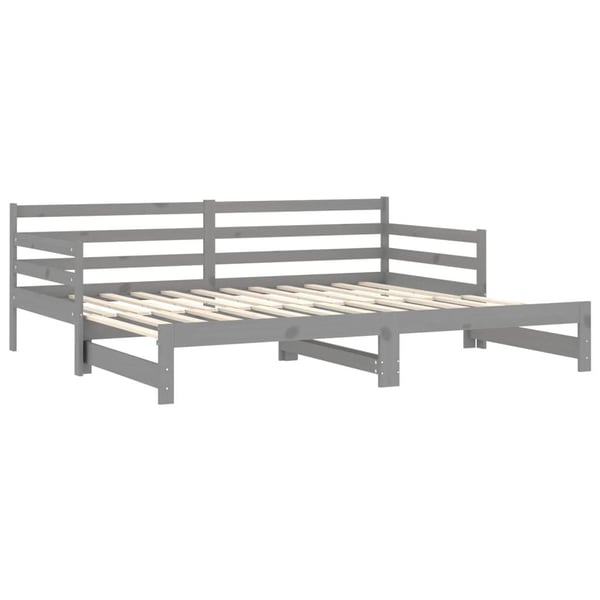 vidaXL daybed med udtræk 2x(90x200) cm massivt fyrretræ grå