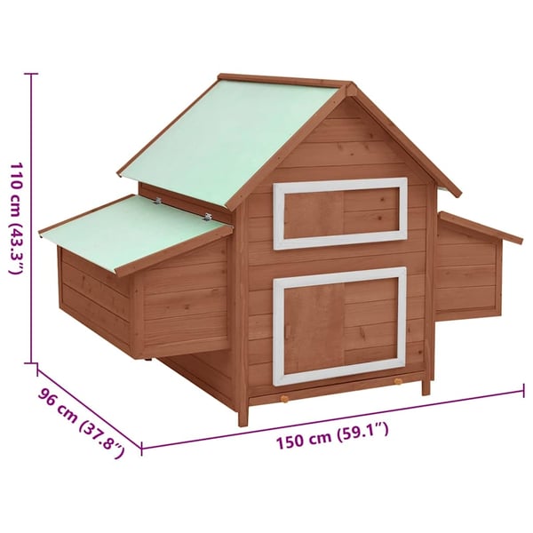 vidaXL Hønsehus mocca og hvit 150x96x110 cm heltre gran