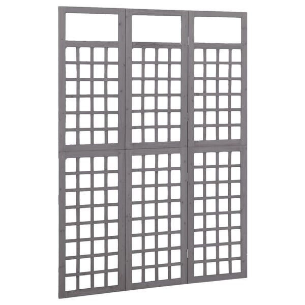 vidaXL Romdeler/espalier 3 paneler heltre gran grå 121x180 cm