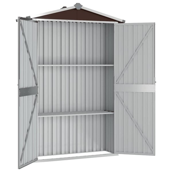 vidaXL haveskur 116x45x175 cm galvaniseret stål brun