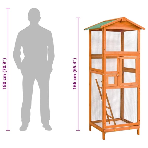 vidaXL Fuglebur 68x62x166 cm heltre gran