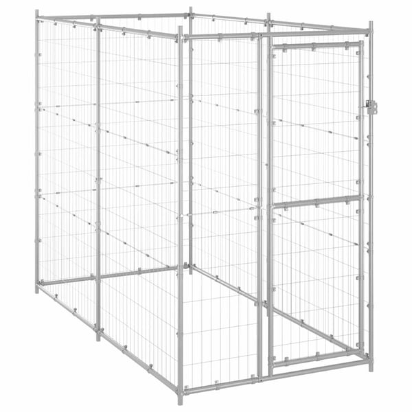 vidaXL udendørs hundebur 110x220x180 cm galvaniseret stål