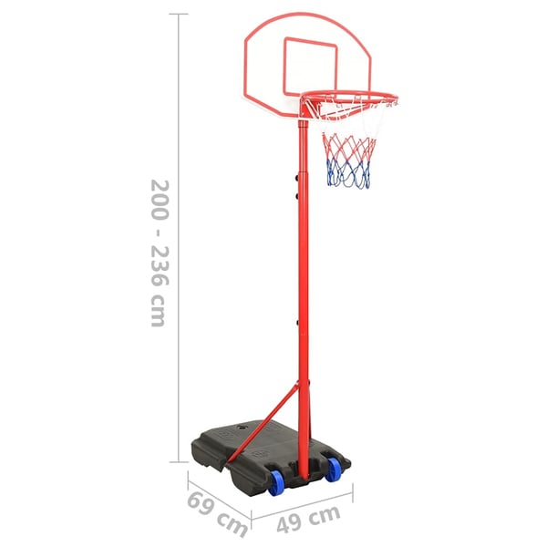 vidaXL Flyttbar basketkorg justerbar 200-236 cm