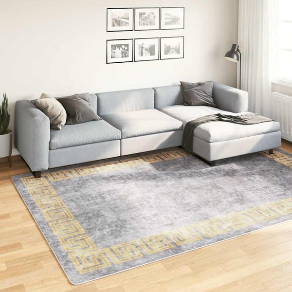 vidaXL Vaskbart teppe 190x300 cm grå sklisikker