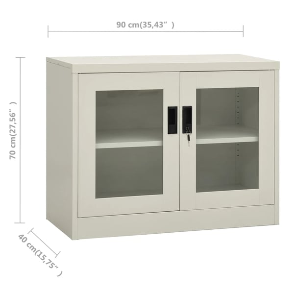 vidaXL Kontorskap lysegrå 90x40x70 cm stål