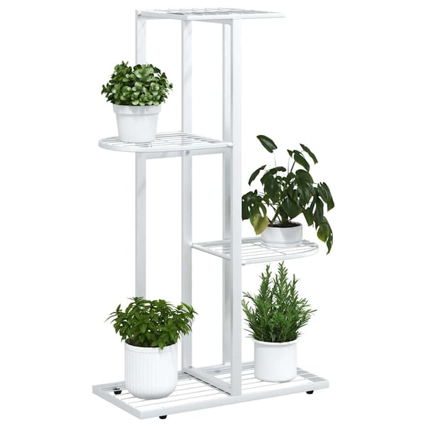vidaXL Blomsterstativ med 4 etasjer 43x22x76 cm hvit metall