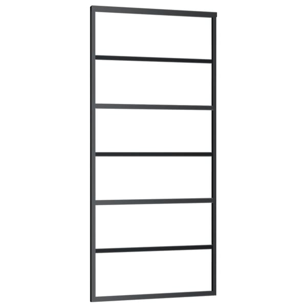 vidaXL skydedør 90x205 cm sikkerhedsglas og aluminium sort