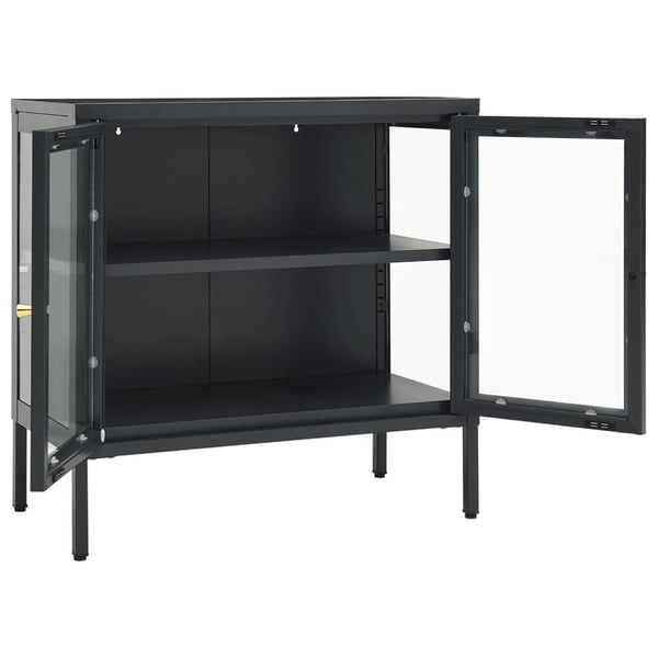 vidaXL Skjenk antrasitt 70x35x70 cm stål og glass