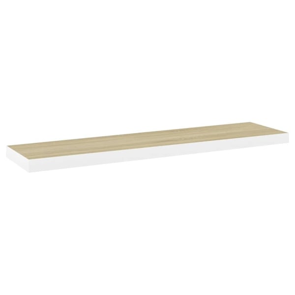 vidaXL Flytende vegghylle eik og hvit 90x23,5x3,8 cm MDF