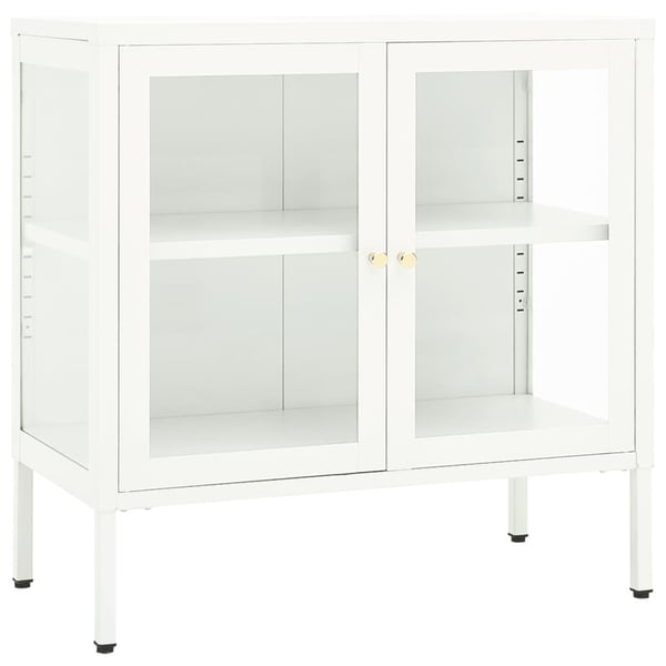 vidaXL Skjenk hvit 70x35x70 cm stål og glass