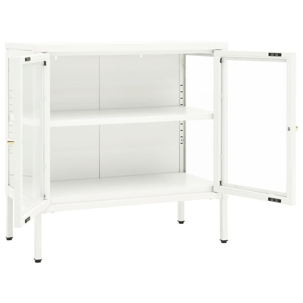 vidaXL Skjenk hvit 70x35x70 cm stål og glass