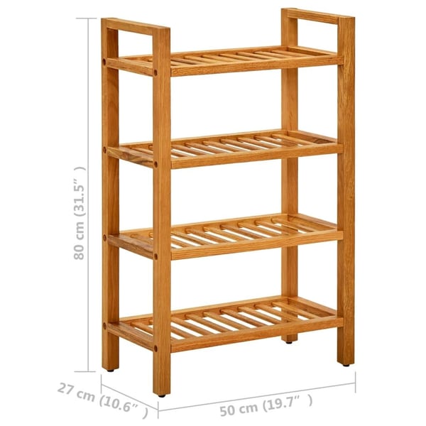 vidaXL Skostativ med 4 hyller 50x27x80 cm heltre eik