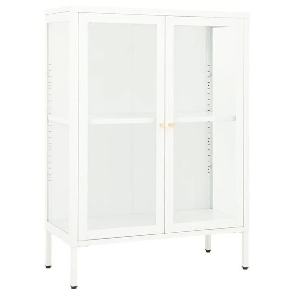 vidaXL skænk 75x35x105 cm stål og glas hvid
