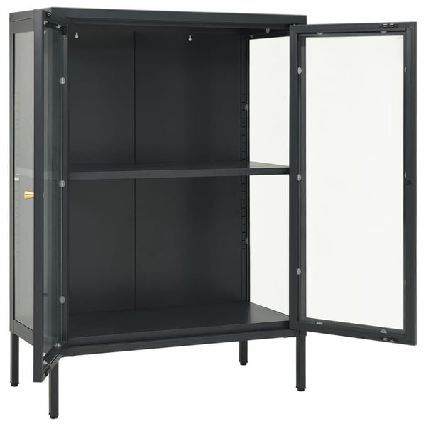 vidaXL Skjenk antrasitt 75x35x105 cm stål og glass