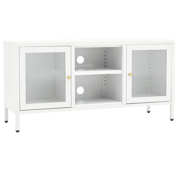 vidaXL TV-benk hvit 105x35x52 cm stål og glass