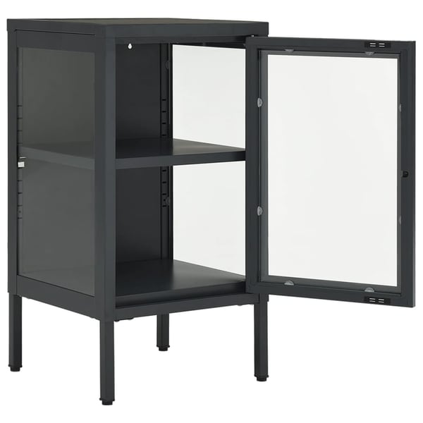 vidaXL Skjenk antrasitt 38x35x70 cm stål og glass