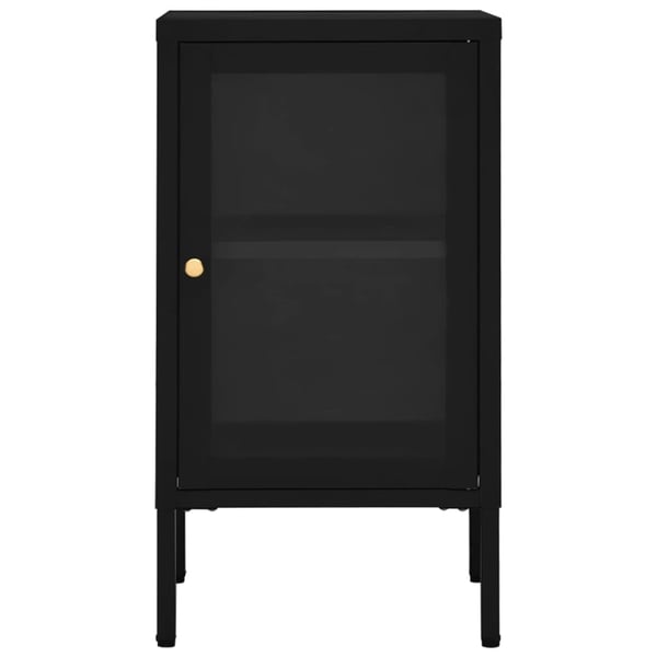 vidaXL skænk 38x35x70 cm stål og glas sort